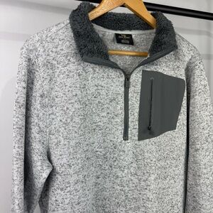 Old River Men's Quarter Zip Gray Fleece Sweater Size Large
